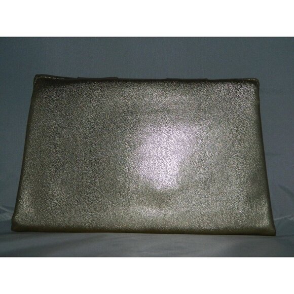 Vintage Gold Metallic Clutch Purse With Pleated Design Snap Closure - Picture 2 of 3